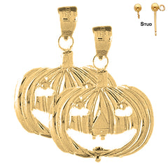 Sterling Silver 26mm Pumpkin Earrings (White or Yellow Gold Plated)