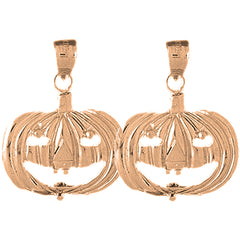 14K or 18K Gold 26mm Pumpkin Earrings