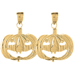 Yellow Gold-plated Silver 26mm Pumpkin Earrings