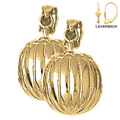 14K or 18K Gold 3D Pumpkin Earrings