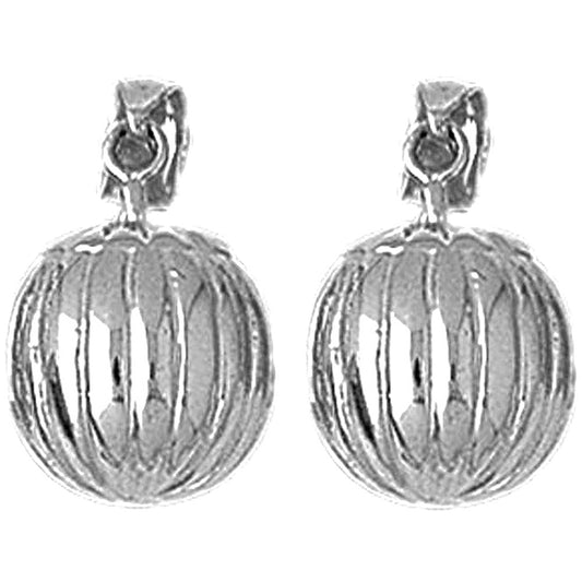 Sterling Silver 18mm 3D Pumpkin Earrings