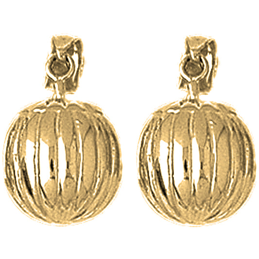 Yellow Gold-plated Silver 18mm 3D Pumpkin Earrings