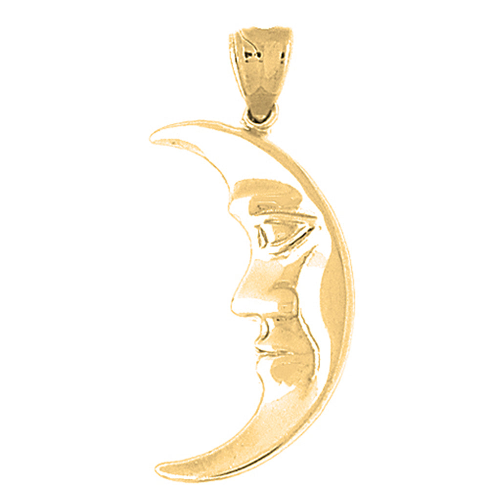 10K, 14K or 18K Gold Waxing Crescent Moon Face Pendant