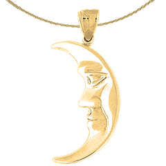 10K, 14K or 18K Gold Waxing Crescent Moon Face Pendant