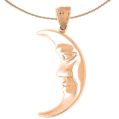 10K, 14K or 18K Gold Waxing Crescent Moon Face Pendant