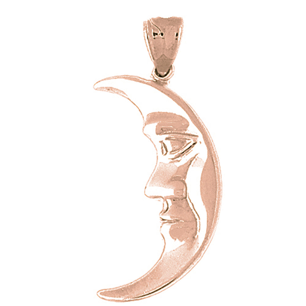 10K, 14K or 18K Gold Waxing Crescent Moon Face Pendant