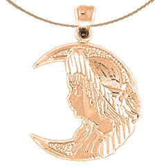 14K or 18K Gold Crescent Moon With Lady Pendant