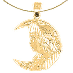 14K or 18K Gold Crescent Moon With Lady Pendant