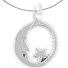 14K or 18K Gold Moon With Star Pendant