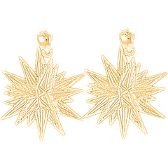 14K or 18K Gold 29mm Shining Star Earrings