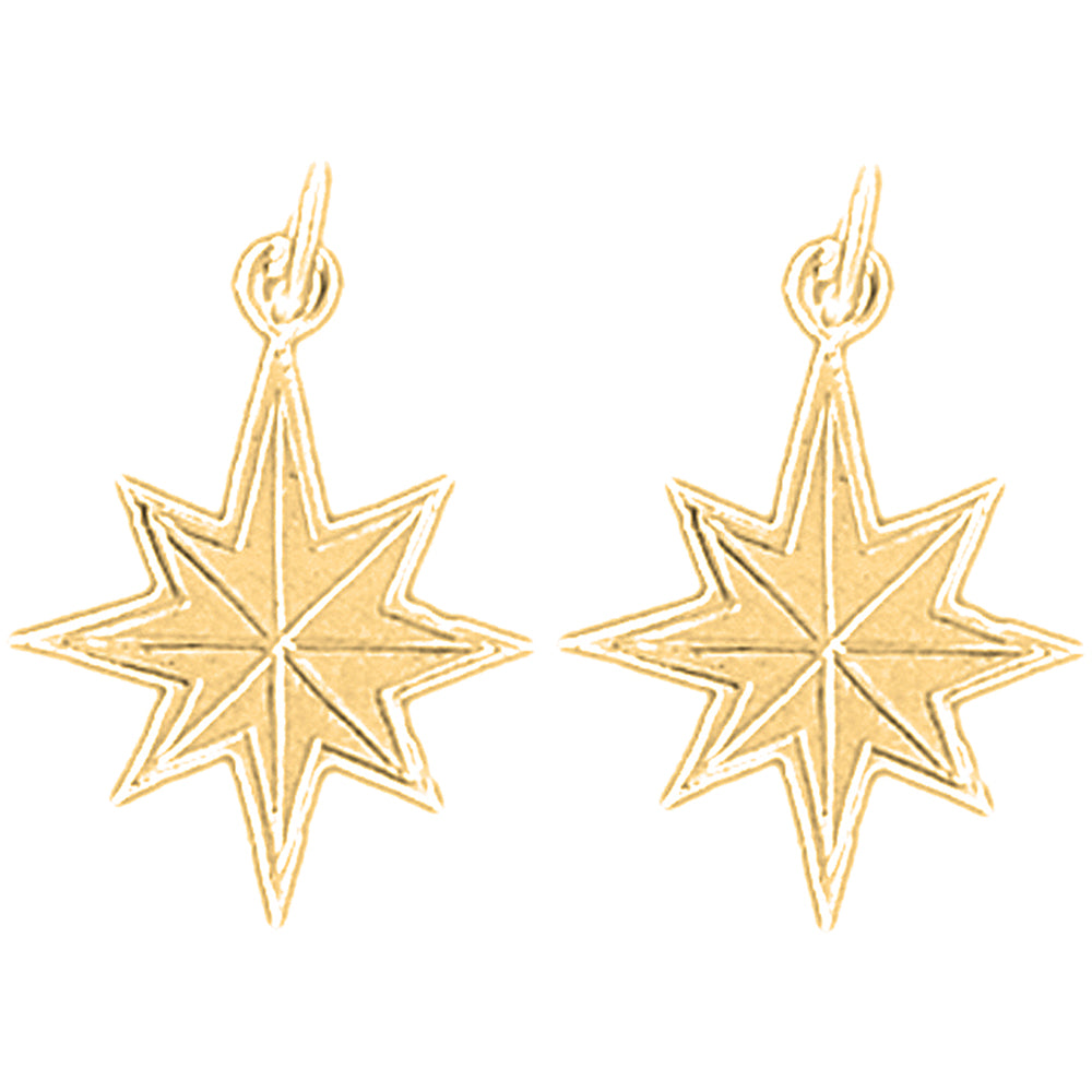 14K or 18K Gold 21mm Star Earrings