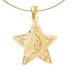 14K or 18K Gold Moon And Star Pendant