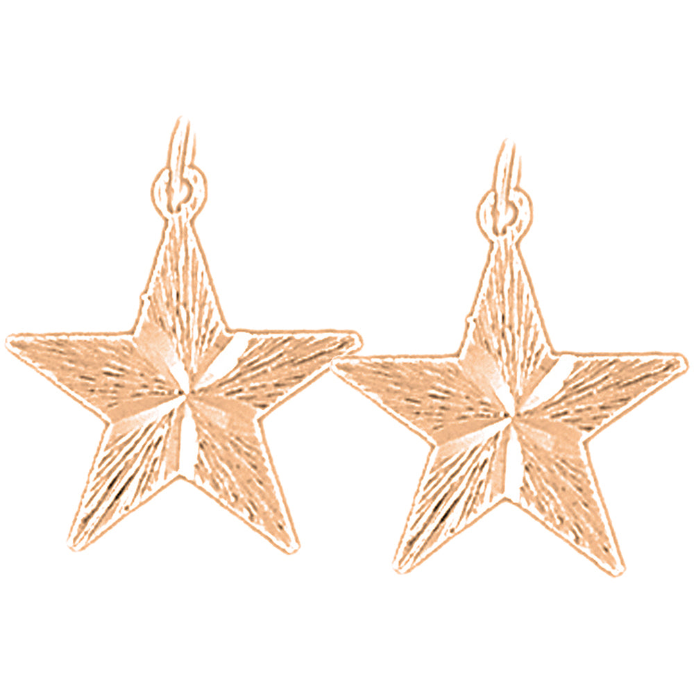 14K or 18K Gold 19mm Star Earrings