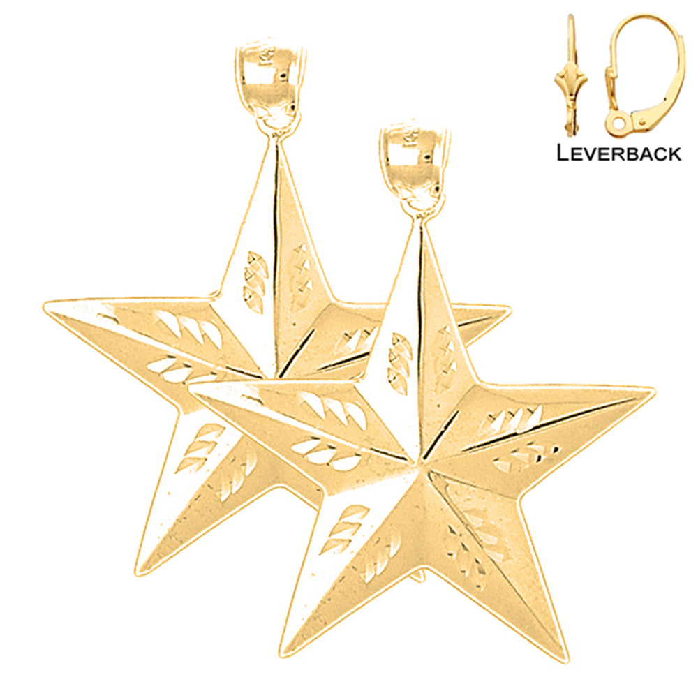 Pendientes Estrella de Oro de 14K o 18K de 43mm