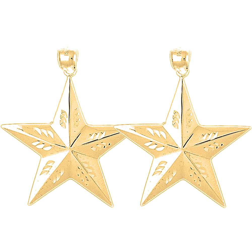 Yellow Gold-plated Silver 43mm Star Earrings