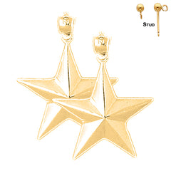Pendientes de estrella de plata de ley de 27 mm (chapados en oro blanco o amarillo)