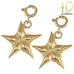 Pendientes Estrella de Oro de 14K o 18K de 21mm