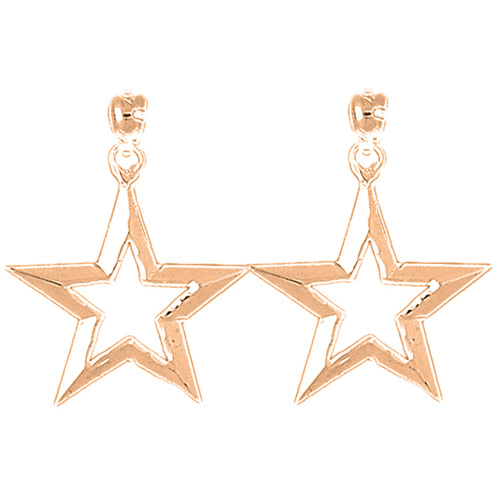 14K or 18K Gold 29mm Star Earrings