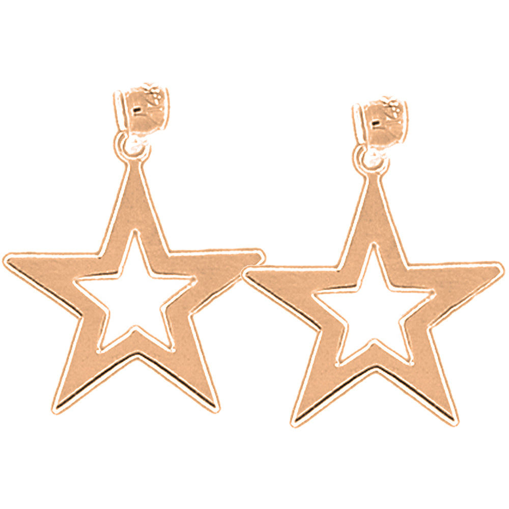 14K or 18K Gold 23mm Star Earrings