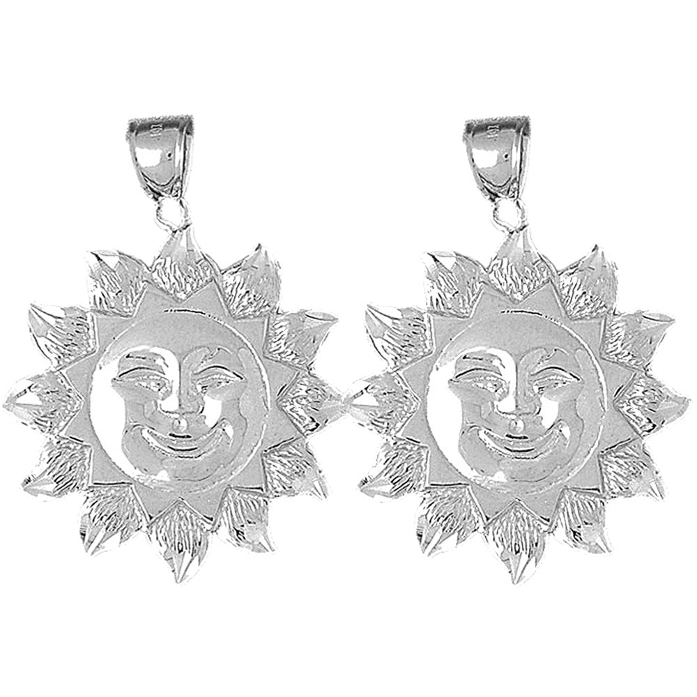 Sterling Silver 41mm Sun Earrings