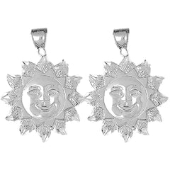 Sterling Silver 41mm Sun Earrings