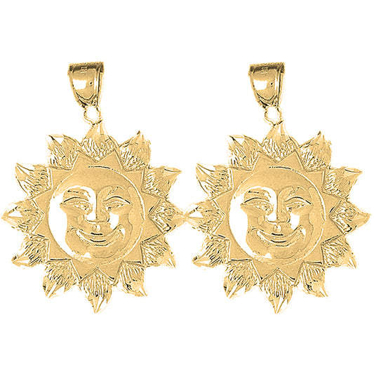 Yellow Gold-plated Silver 41mm Sun Earrings