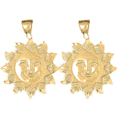 Yellow Gold-plated Silver 41mm Sun Earrings