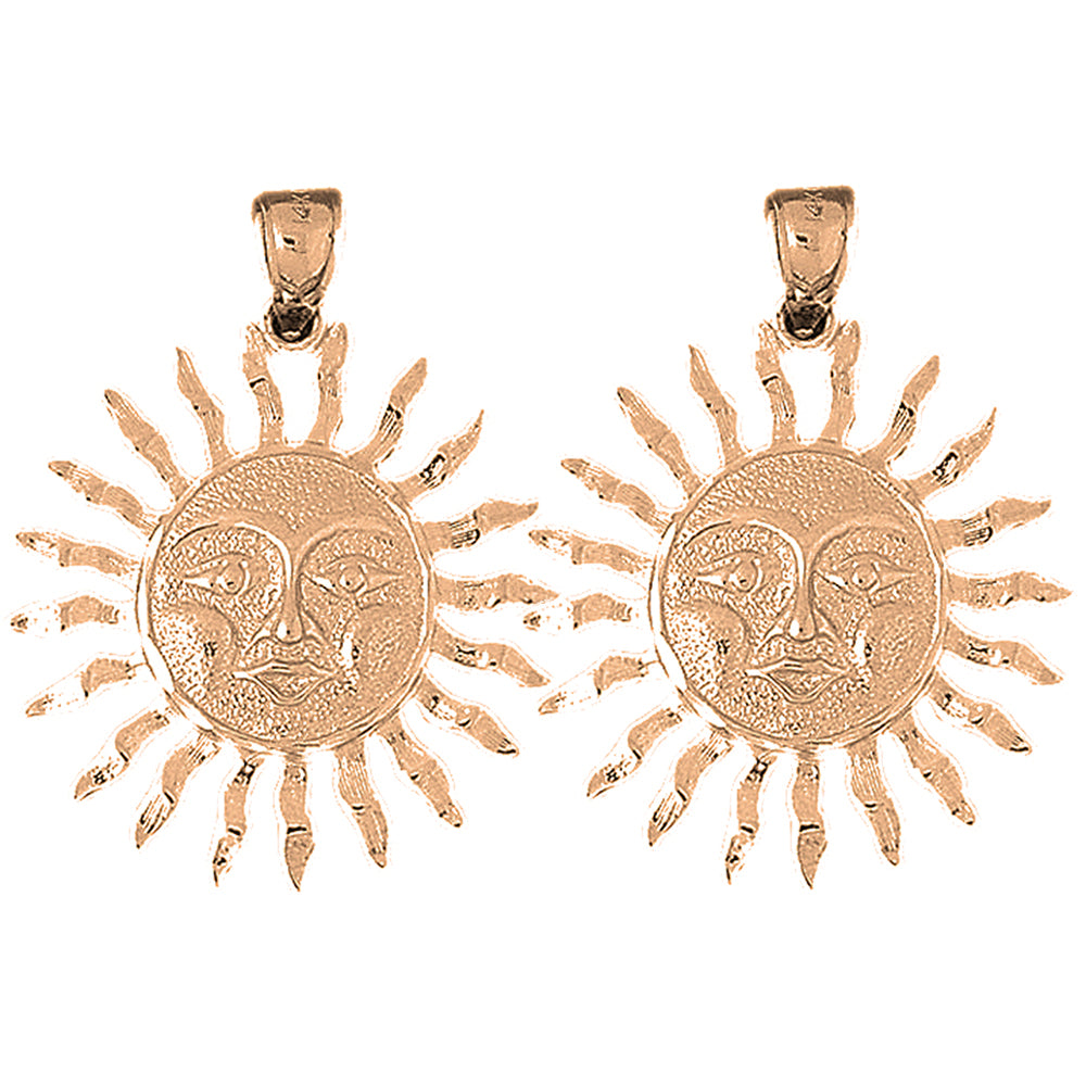 14K or 18K Gold 37mm Sun Earrings