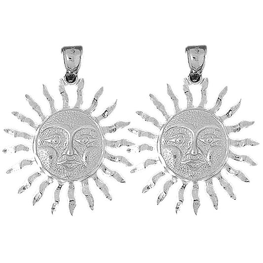 Sterling Silver 37mm Sun Earrings