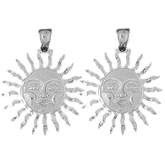 Sterling Silver 37mm Sun Earrings