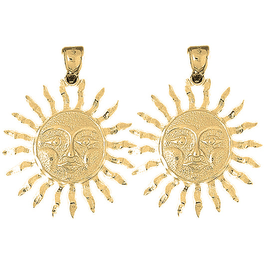 Yellow Gold-plated Silver 37mm Sun Earrings