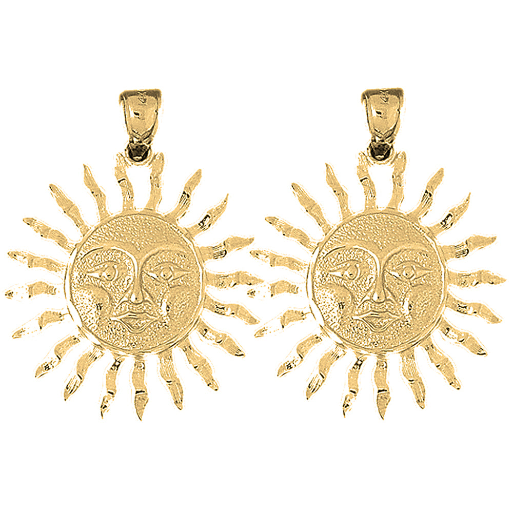 14K or 18K Gold 37mm Sun Earrings