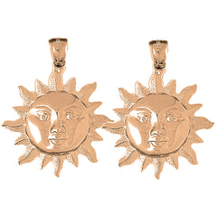 14K or 18K Gold 36mm Sun Earrings