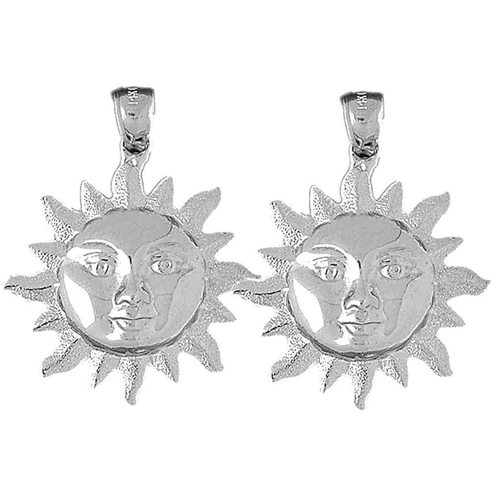 Sterling Silver 36mm Sun Earrings