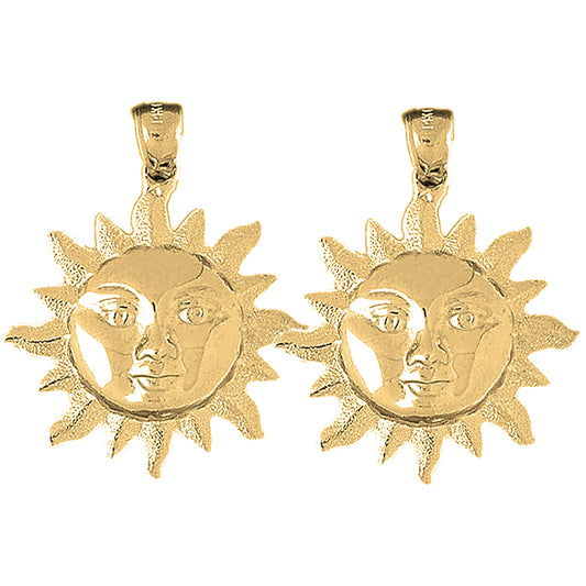 Yellow Gold-plated Silver 36mm Sun Earrings