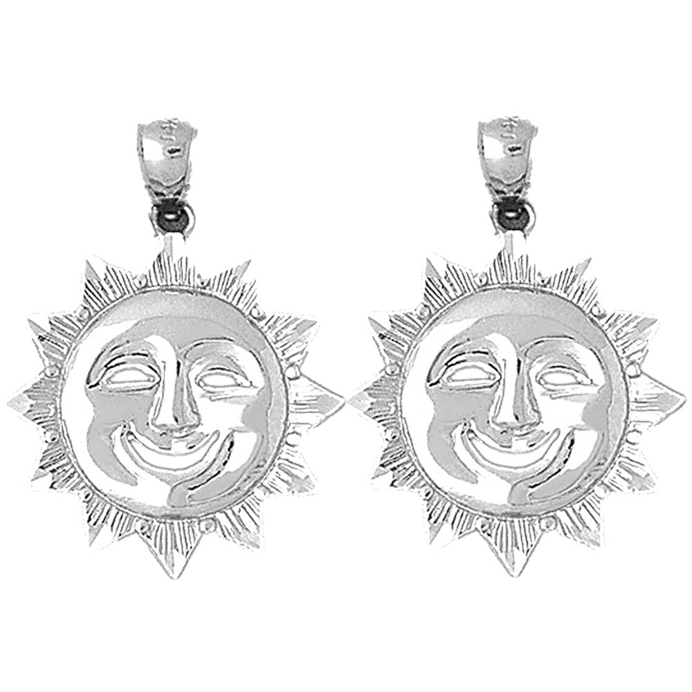 Sterling Silver 31mm Sun Earrings