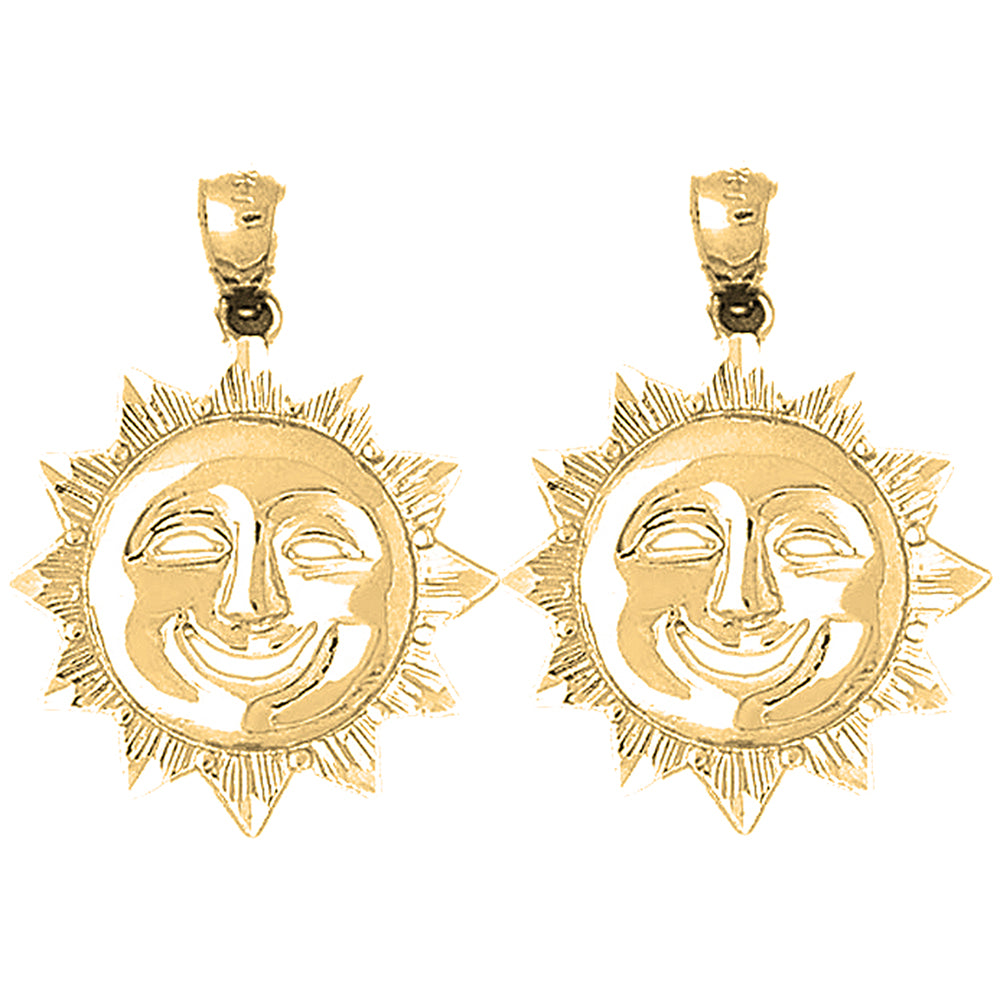 14K or 18K Gold 31mm Sun Earrings