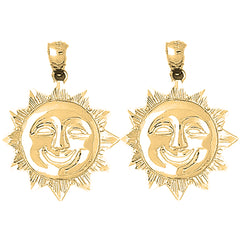 14K or 18K Gold 31mm Sun Earrings