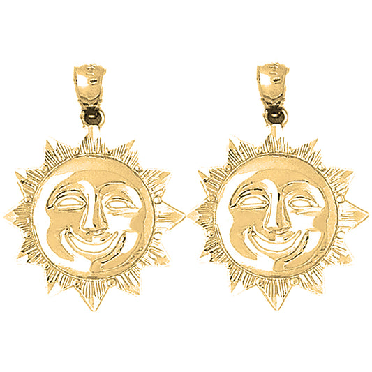 Yellow Gold-plated Silver 31mm Sun Earrings