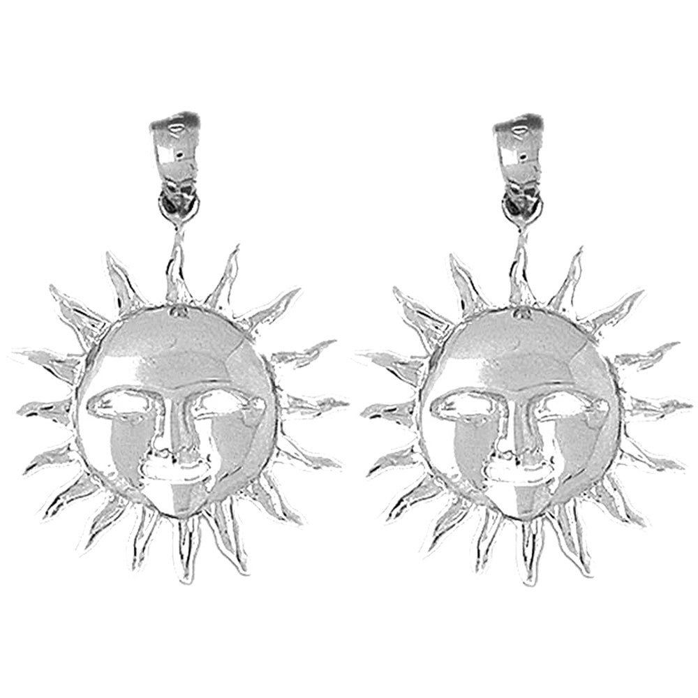 Sterling Silver 31mm Sun Earrings