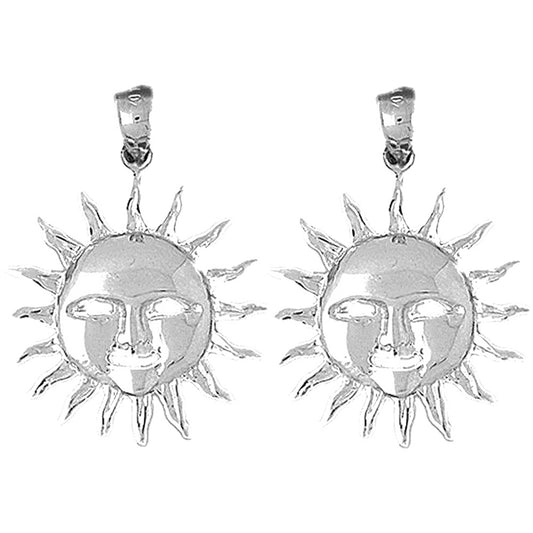 Sterling Silver 31mm Sun Earrings