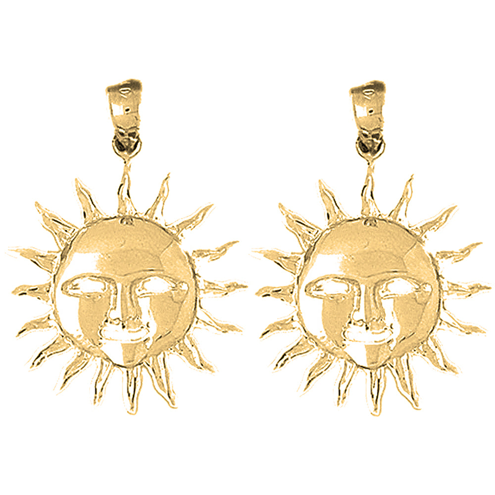 Yellow Gold-plated Silver 31mm Sun Earrings