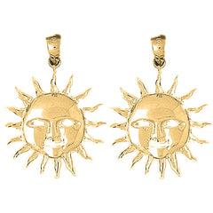 Yellow Gold-plated Silver 31mm Sun Earrings