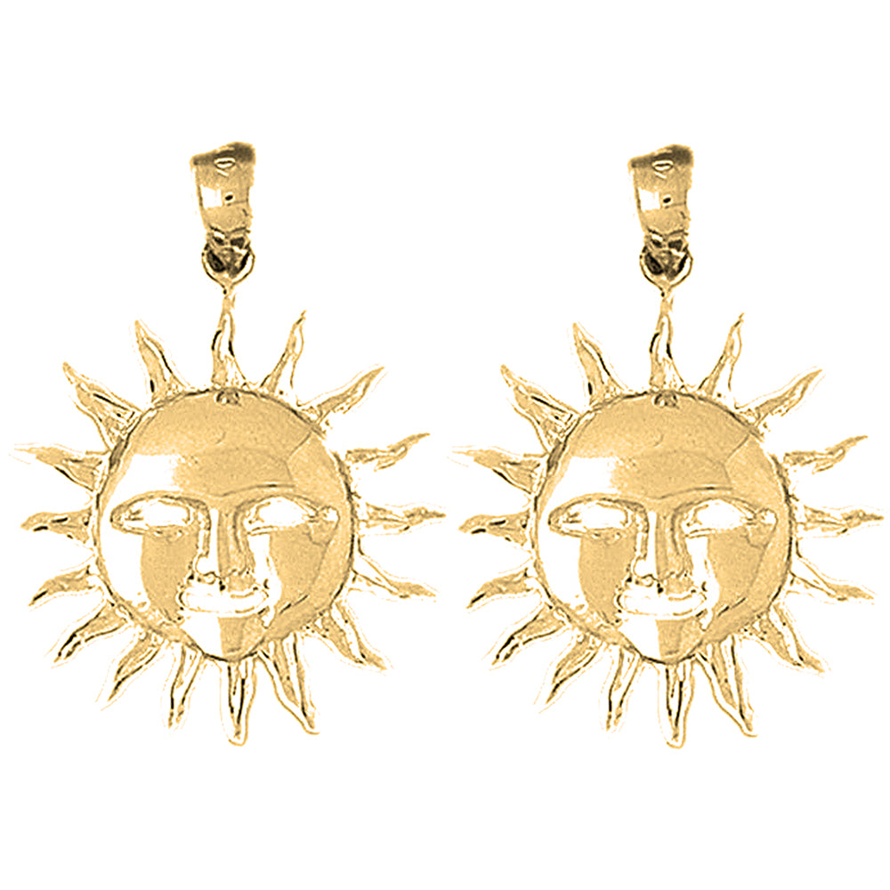 14K or 18K Gold 31mm Sun Earrings