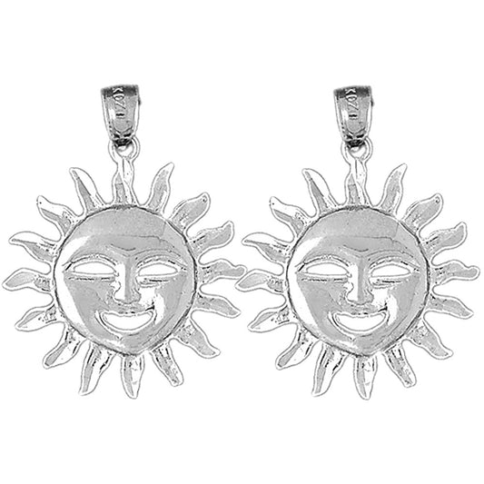 Sterling Silver 31mm Sun Earrings