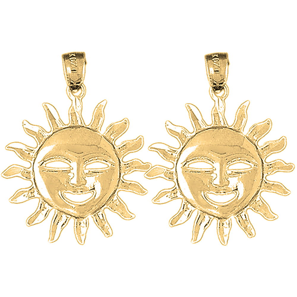 Yellow Gold-plated Silver 31mm Sun Earrings