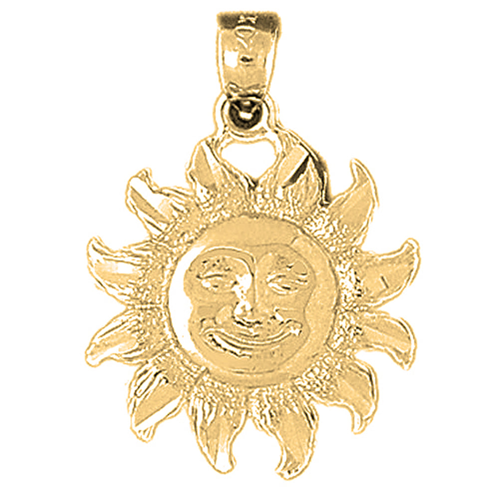 10K, 14K or 18K Gold Sun Pendant