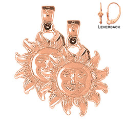 Pendientes de Sol de Oro de 14K o 18K de 29mm