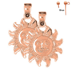 Pendientes de Sol de Oro de 14K o 18K de 29mm