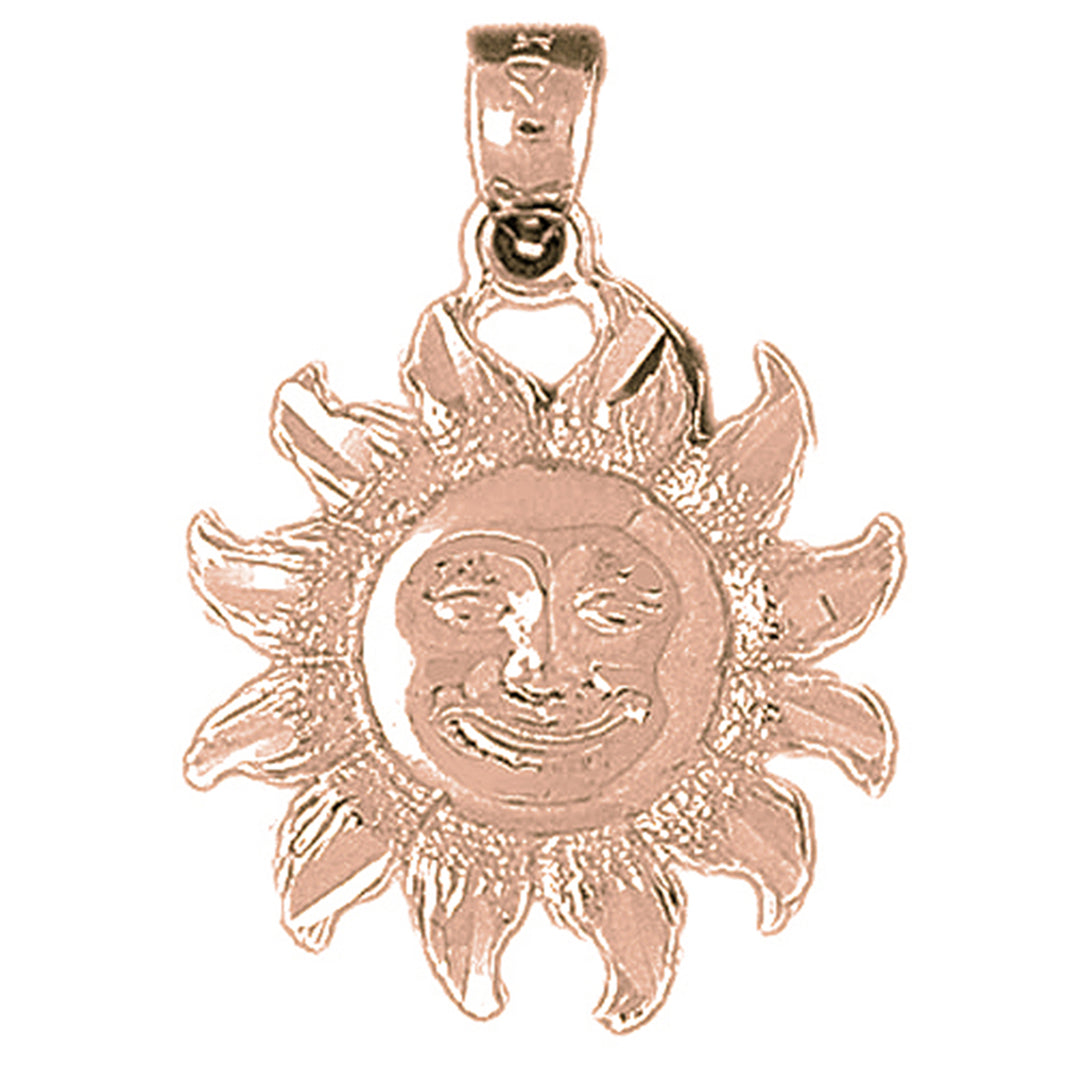 10K, 14K or 18K Gold Sun Pendant